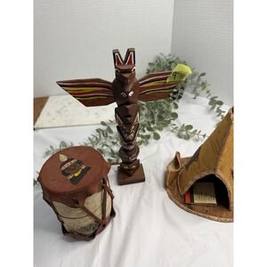 Vintage Wooden Totem  Teepee Pole Model Display Design Canada